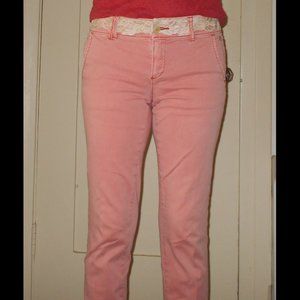 Pilcro & Letterpress Hyphen embroidered lace chinos sz 27